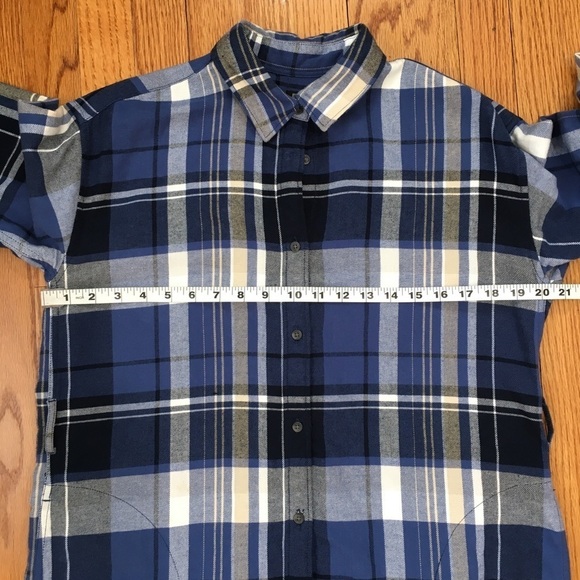Uniqlo Blue Plaid Flannel Button Up Checked Slouchy Shirtdress - Picture 10 of 16